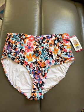 NWT Anne Cole Floral High-Waist Swim Bottoms XL